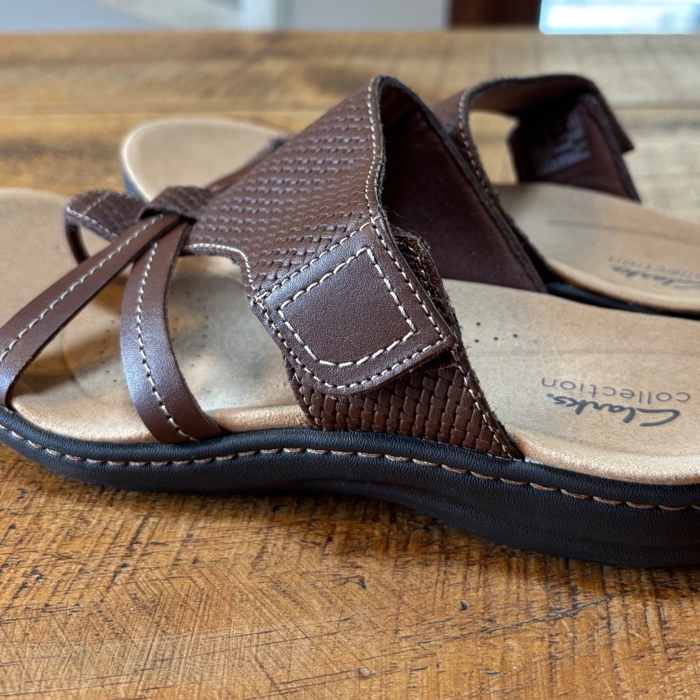 Clarks Womens Laurieann Edge Summer Sandals Brown Velcro Closure Size 6.5 - Picture 3 of 11